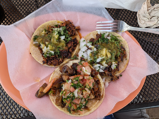 A plate of tacos from Los Gallos.