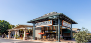 A wide shot of Delucchi's Market.