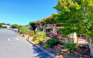 The Patio facade at an angle on a sunny dau.